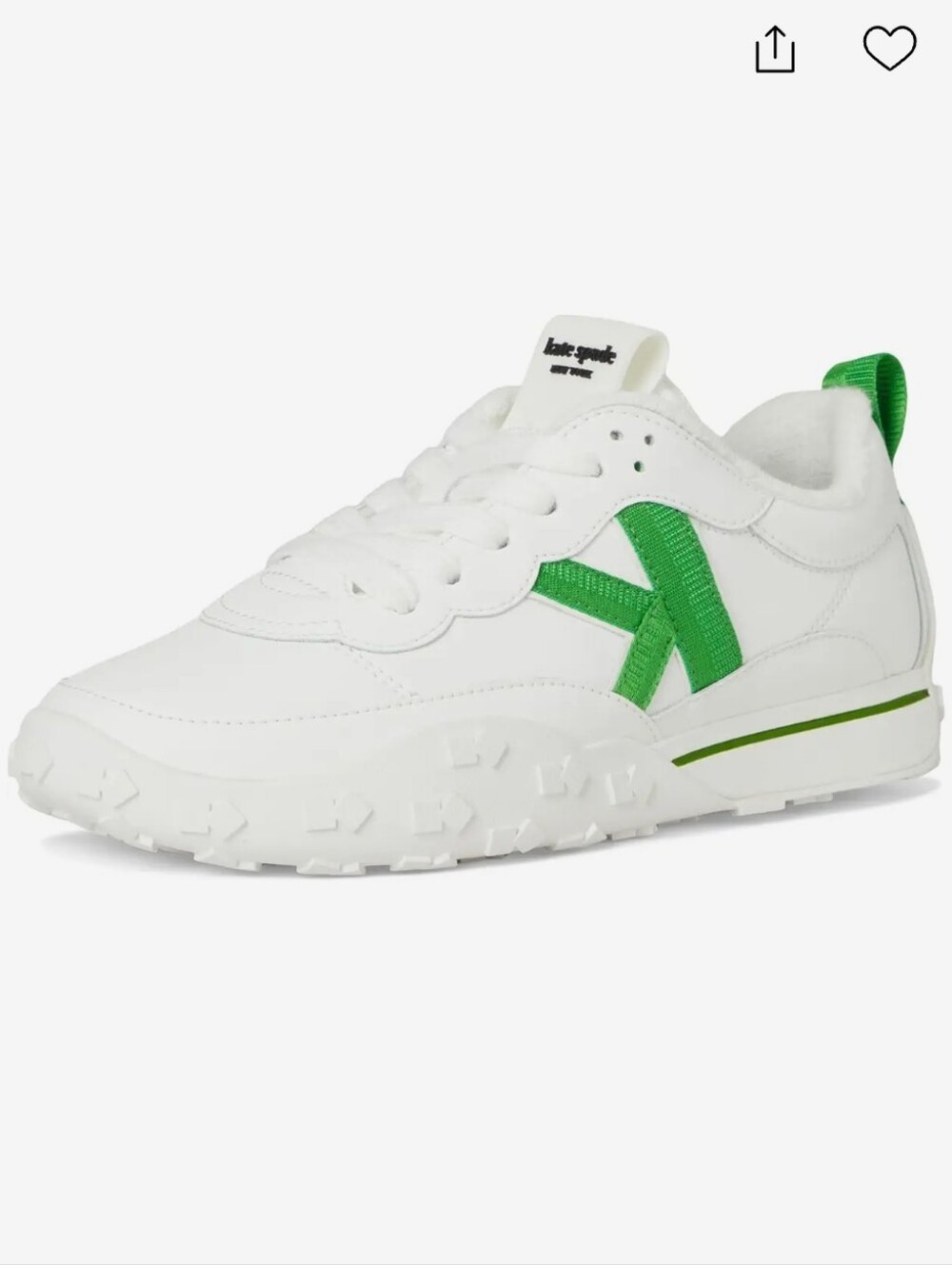 kate spade K As In Kate Sneakers, True White/ KS Green - Picture 6 of 6